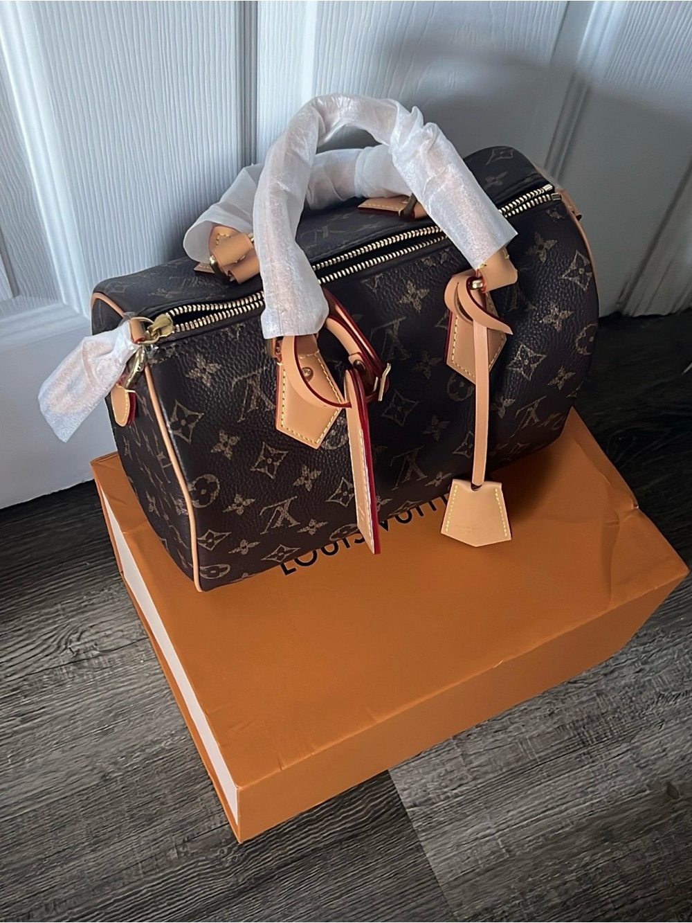 Louis Vuitton Monogram Speedy 25 Satchel - Brown with Natural Trim